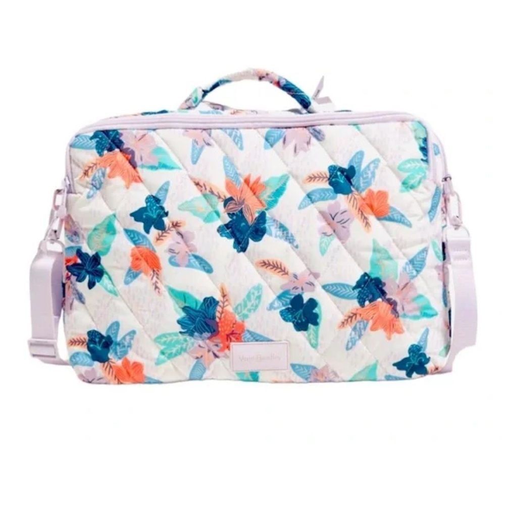 Vera Bradley Tropical Floral Ultralight Laptop Workstation Crossbody Bag NWOT
